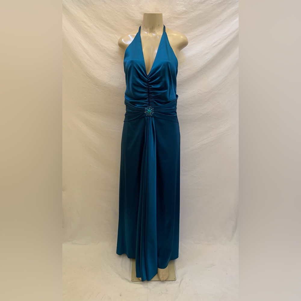 VTG Jessica McClintock Size 10 Teal Color Halter Gown